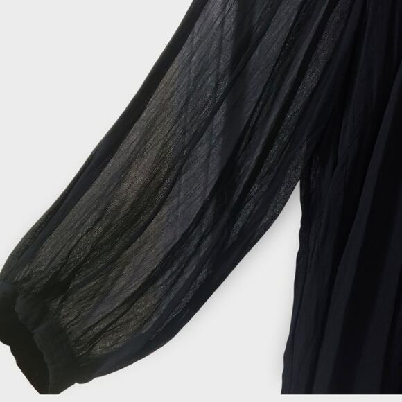 World Market Black Floral Lace Top Sheer Chiffon Overlay Sz L/XL Goth Fairycore - Picture 6 of 14